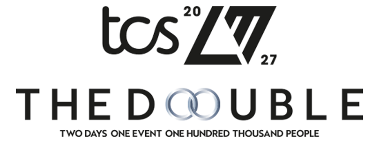 Logo London Marathon 2027 – THE DOOBLE – TWO DAYS ONE EVENT ONE HUNDRED THOUSAND PEOPLE TCS London Marathon Logo